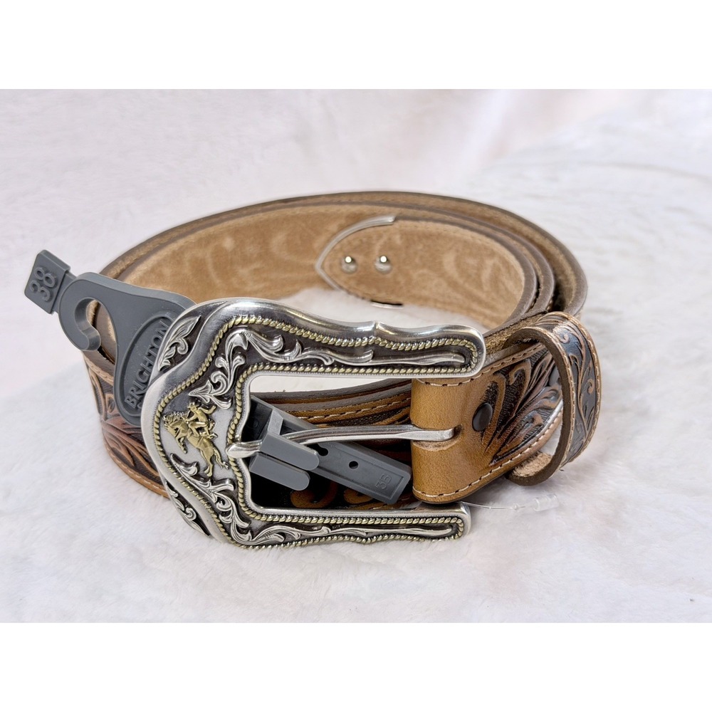 Tony Lama C41514 Men's Westerly Ride Tooled Brown Leather Western Belt Size 38
